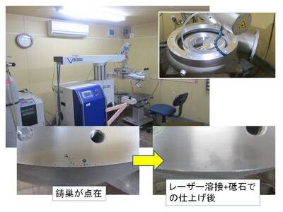 レーザー溶接　鋳物の巣を修正　アルミや鋳鉄品にも対応