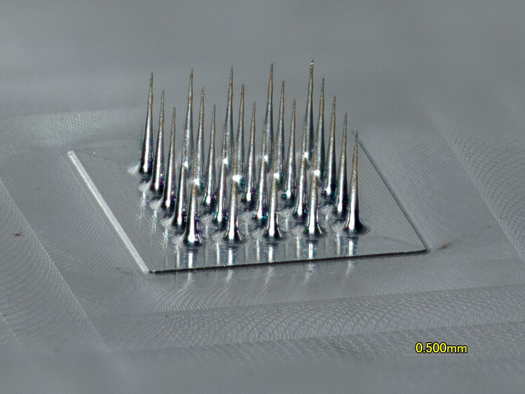 医療 マイクロニードル 微細切削加工 円錐 剣山 形状 Micro Needle 25pcs Diameter F0 1 株式会社 キメラ