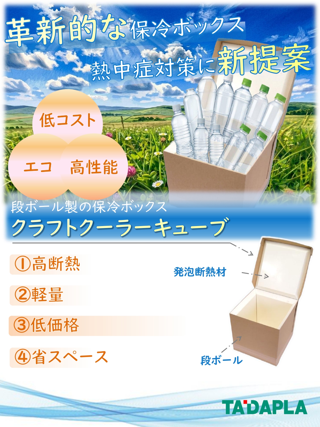 電源いらずの熱中症対策 段ボール保冷ボックス