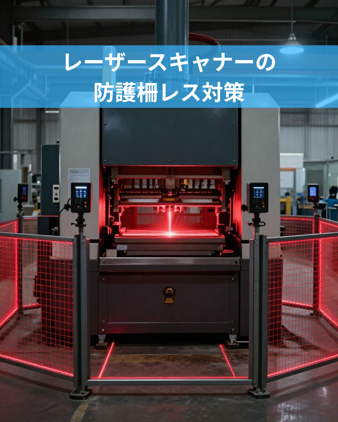 プレス機周辺の立ち入り制限。レーザースキャナーによる防護柵レス対策